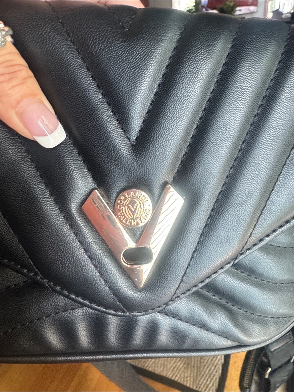 Valentino Black Quilted Leather Crossbody with Detachable Coin Pouch - Picture 7 of 7